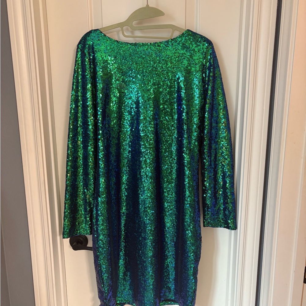 Green and Blue Sequin Dress